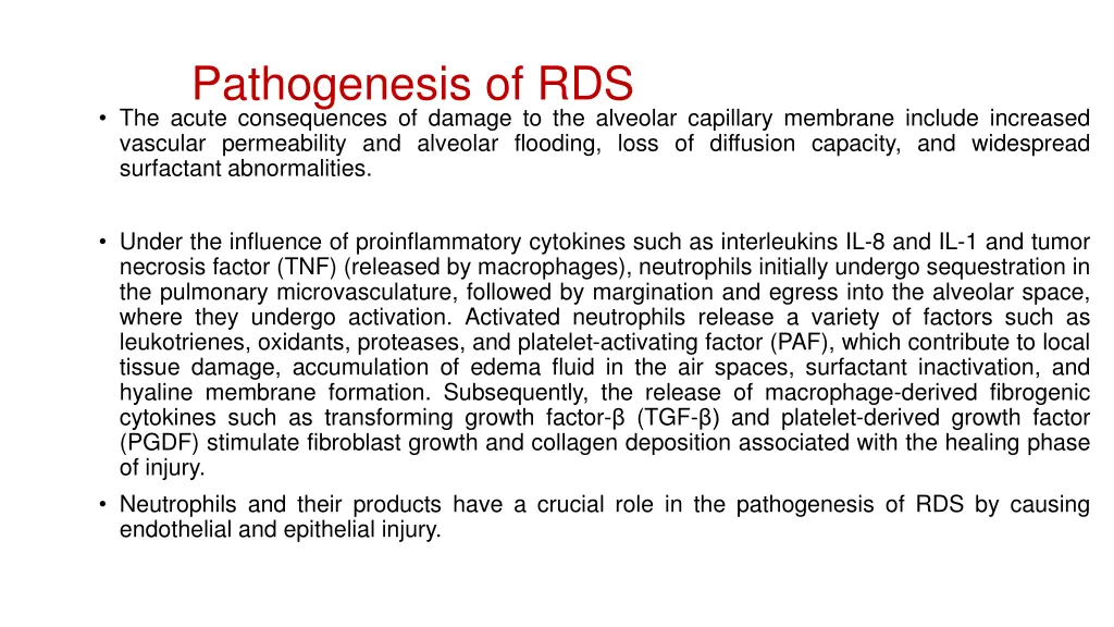 pathogenesis of rds the acute consequences