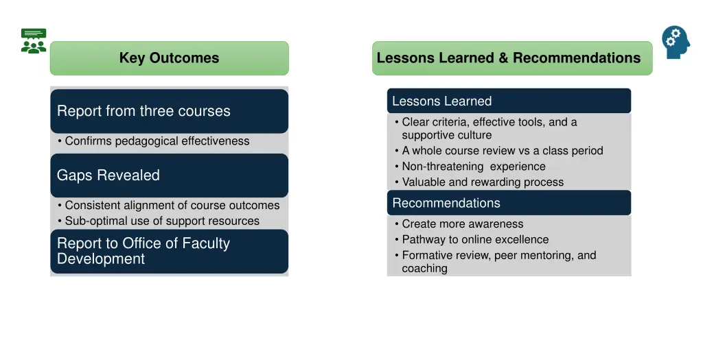 key outcomes