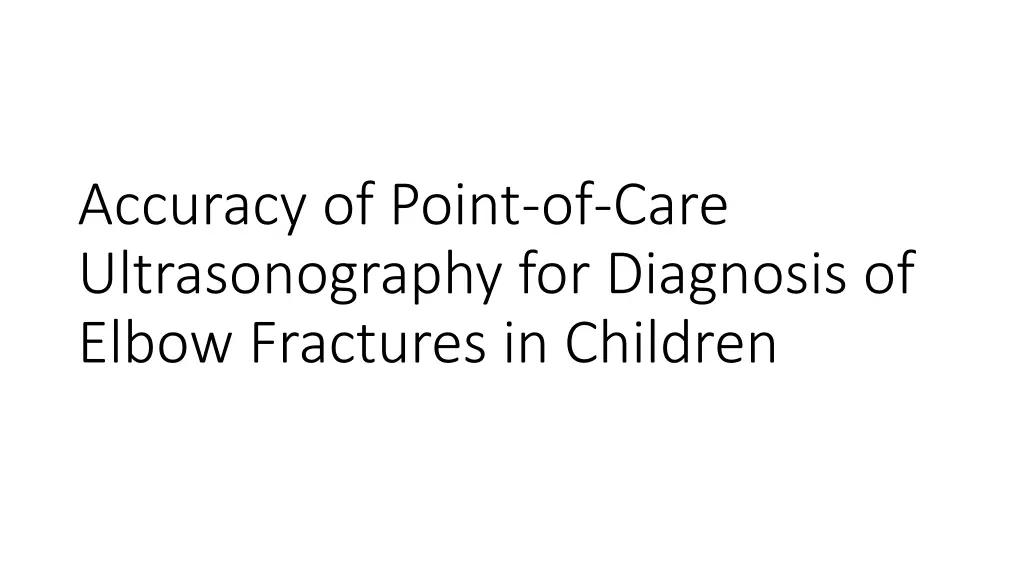 accuracy of point of care ultrasonography