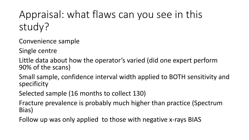 appraisal what flaws can you see in this study