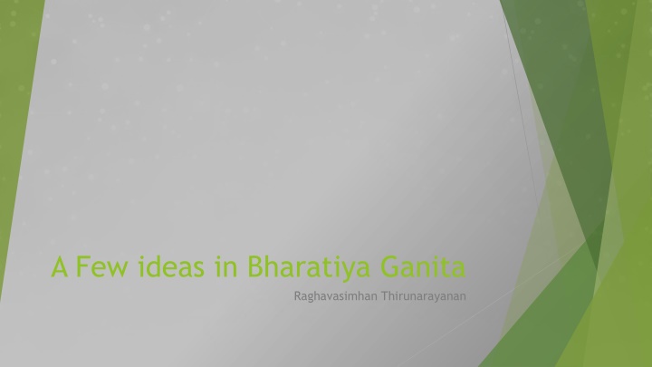 a few ideas in bharatiya ganita
