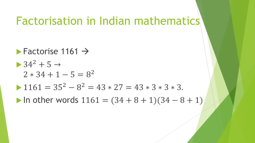 factorisation in indian mathematics