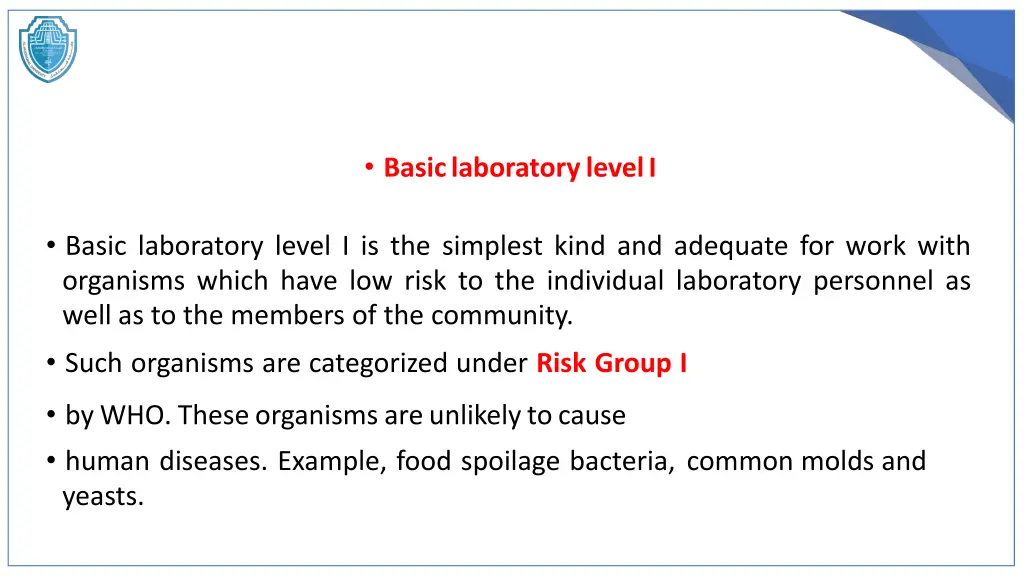 basic laboratory level i