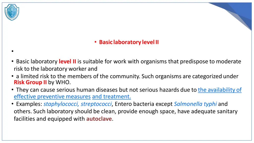 basic laboratory level ii