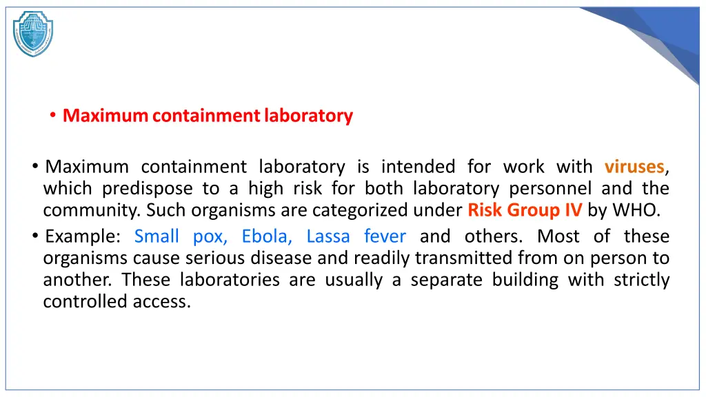 maximum containment laboratory