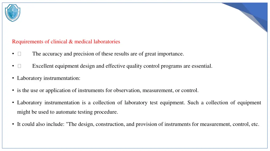 requirements of clinical medical laboratories