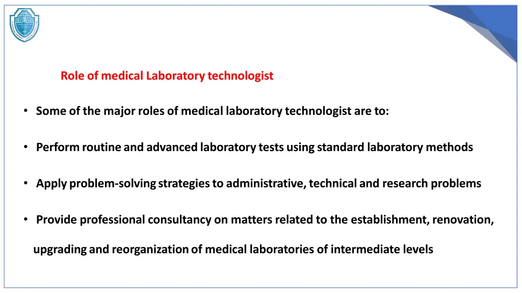 role of medical laboratory technologist