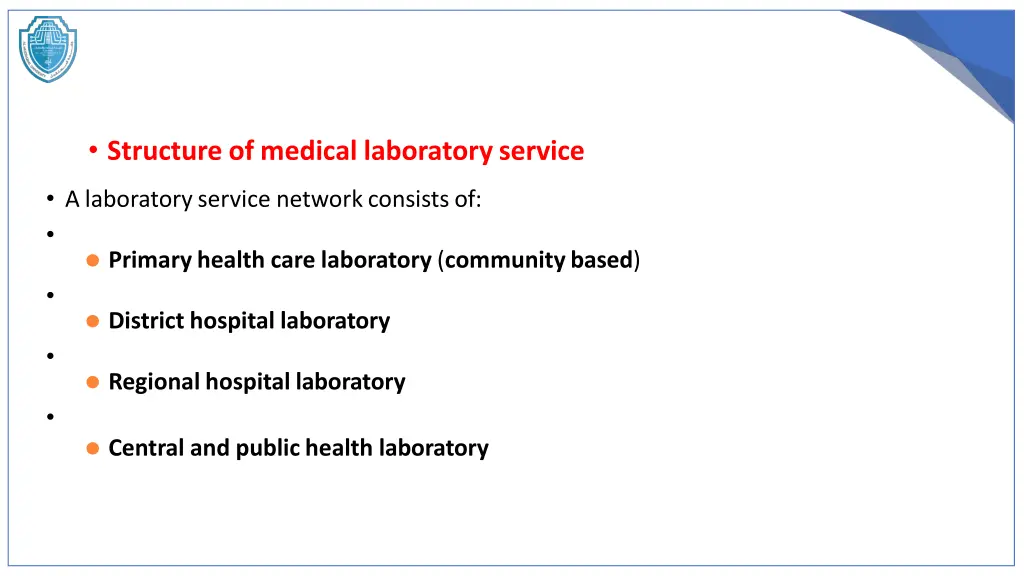 structure of medical laboratory service
