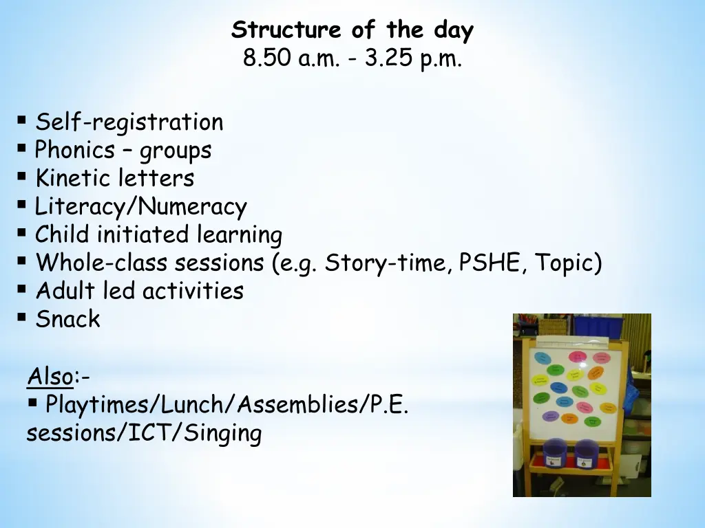 structure of the day 8 50 a m 3 25 p m