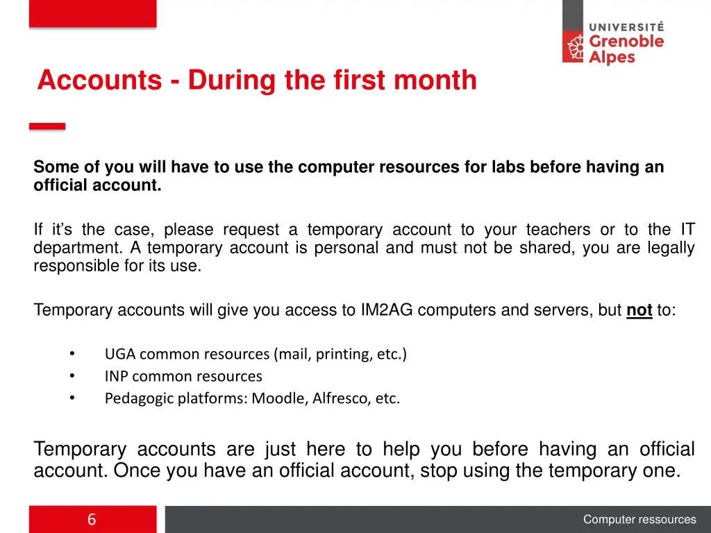 accounts during the first month