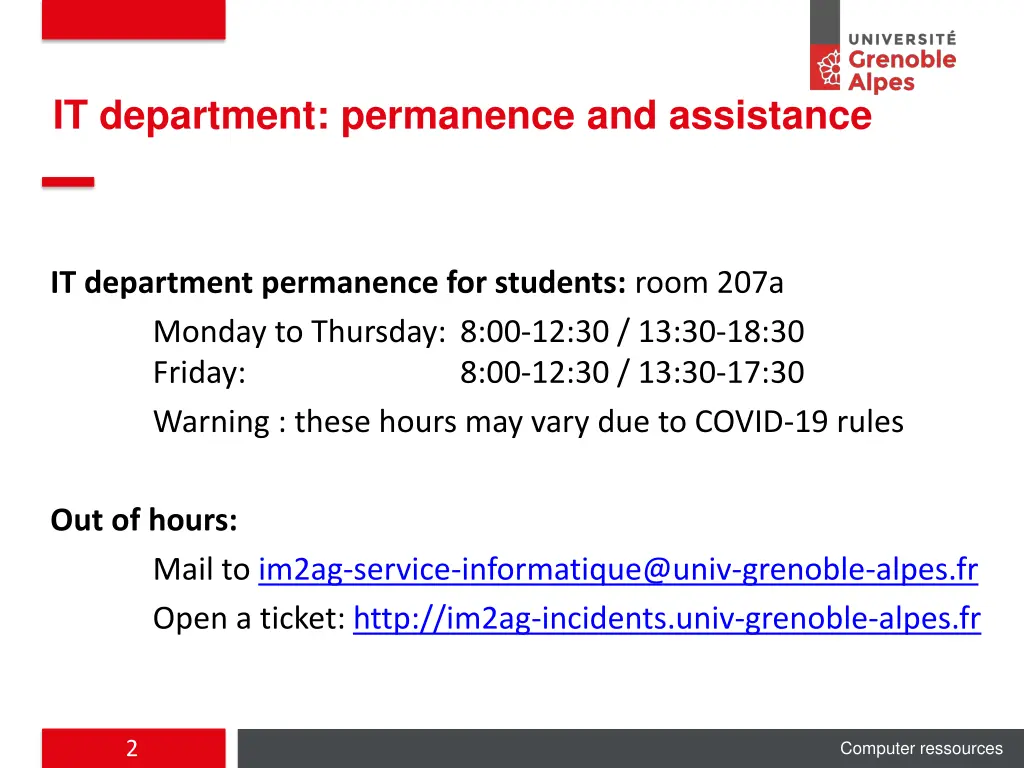 it department permanence and assistance
