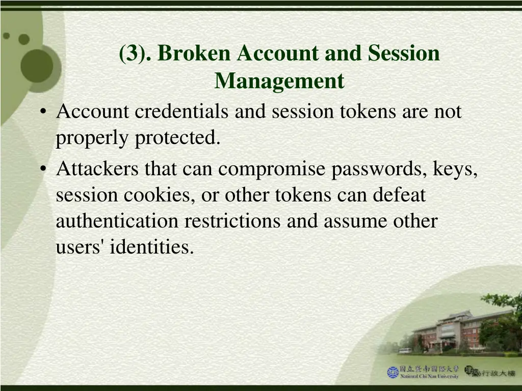 3 broken account and session management account