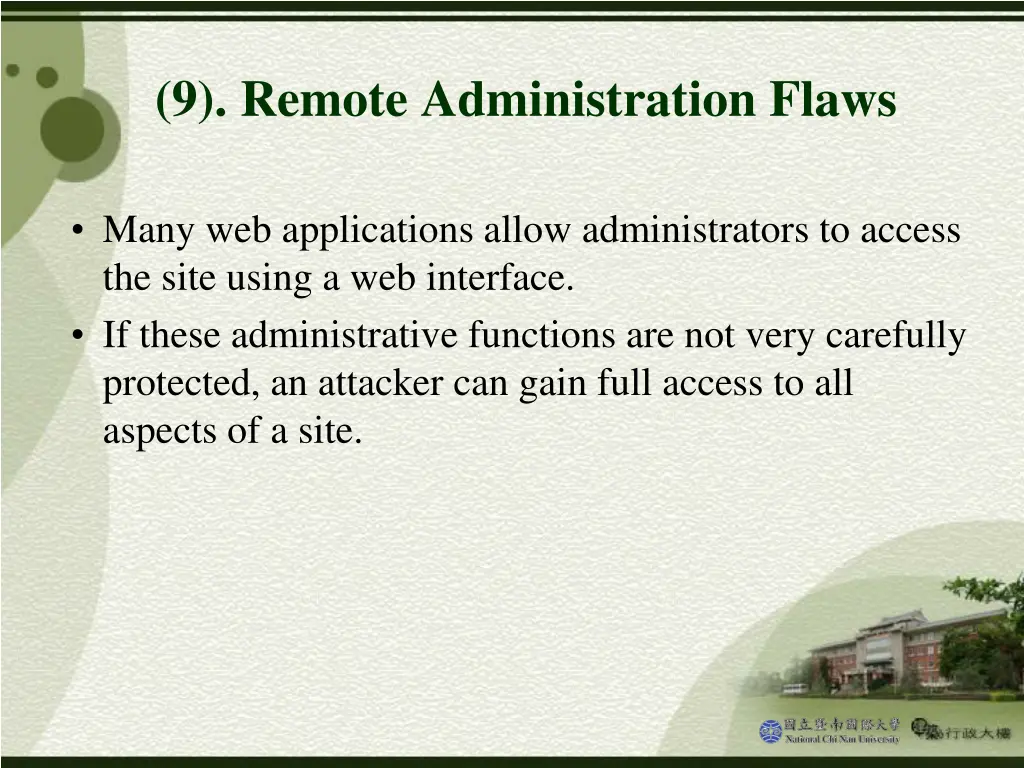 9 remote administration flaws