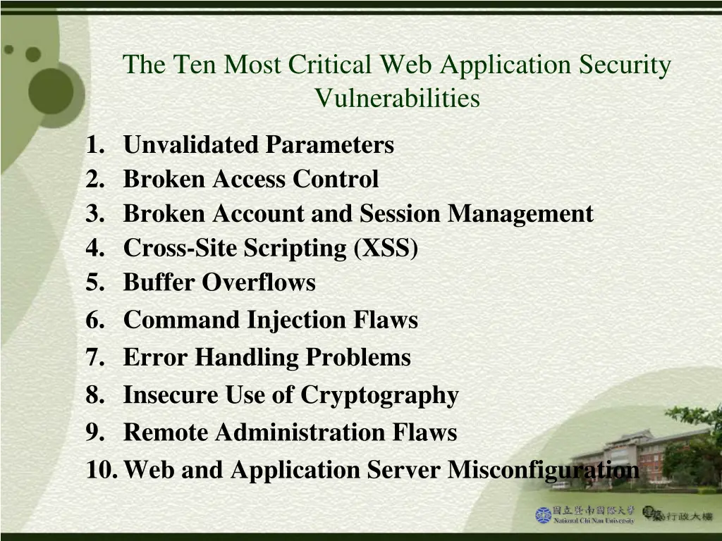 the ten most critical web application security