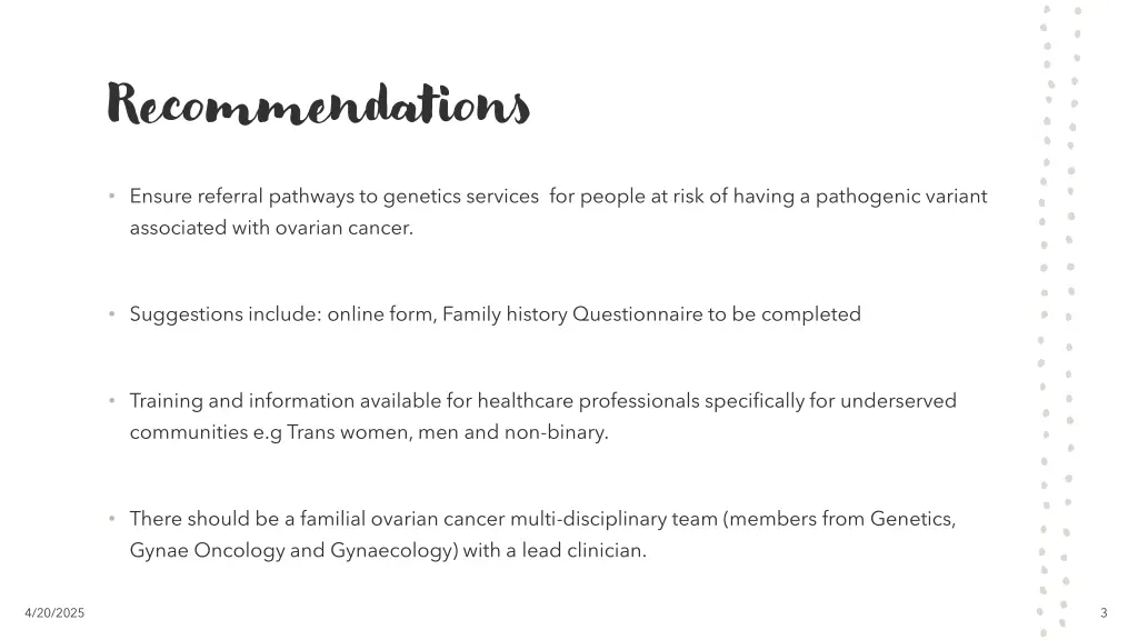 recommendations 1