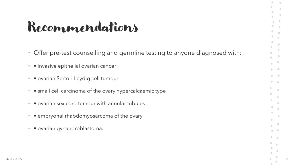recommendations
