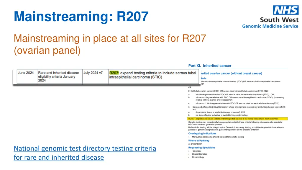 mainstreaming r207