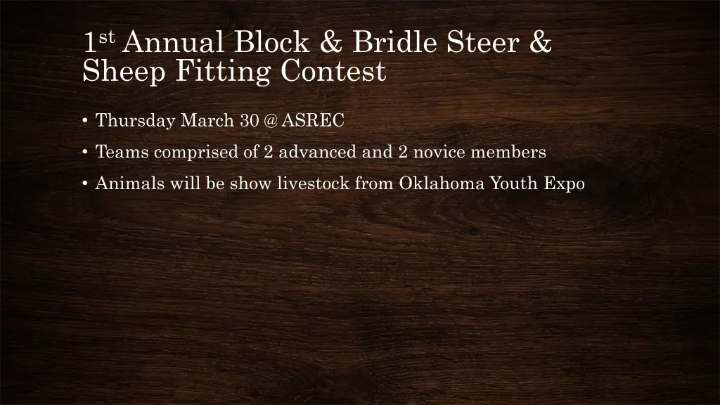 1 st annual block bridle steer sheep fitting