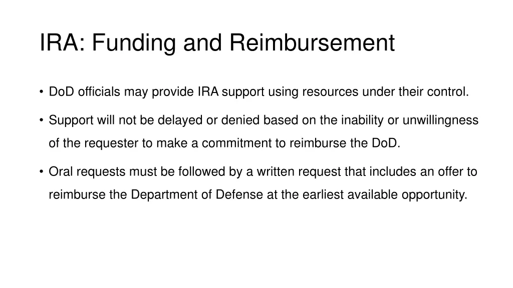 ira funding and reimbursement