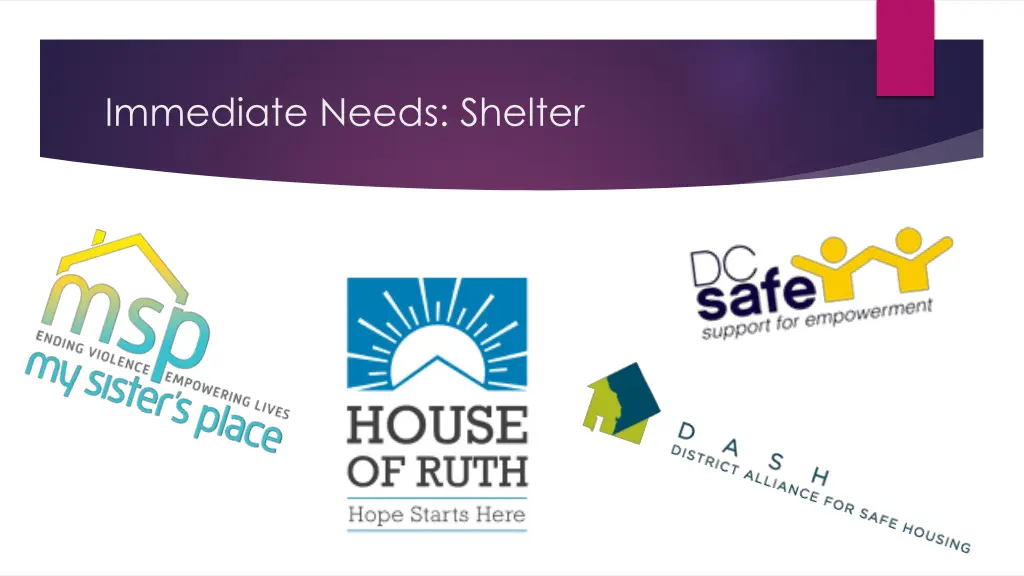 immediate needs shelter