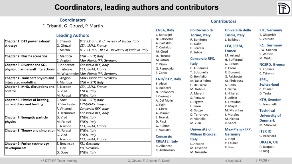 coordinators leading authors and contributors