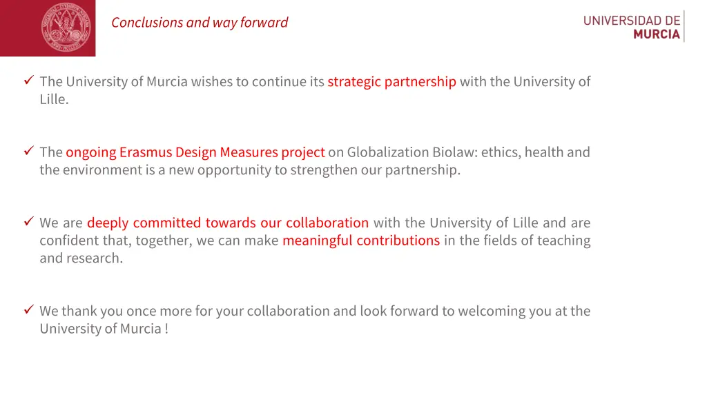 conclusions and way forward