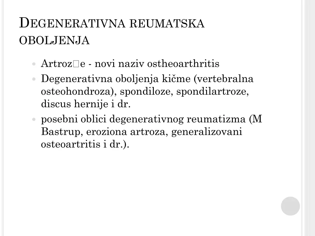 d egenerativna reumatska oboljenja