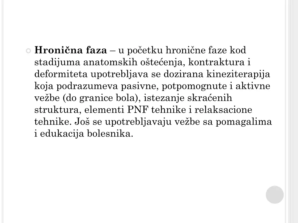 hroni na faza u po etku hroni ne faze
