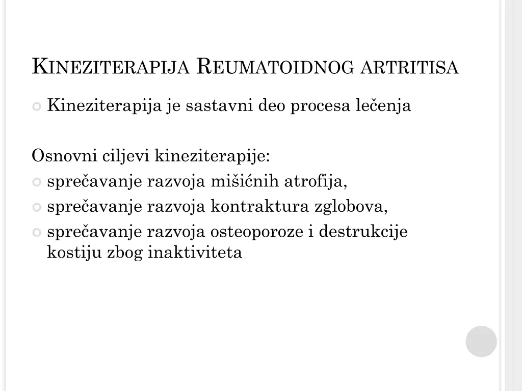 k ineziterapija r eumatoidnog artritisa