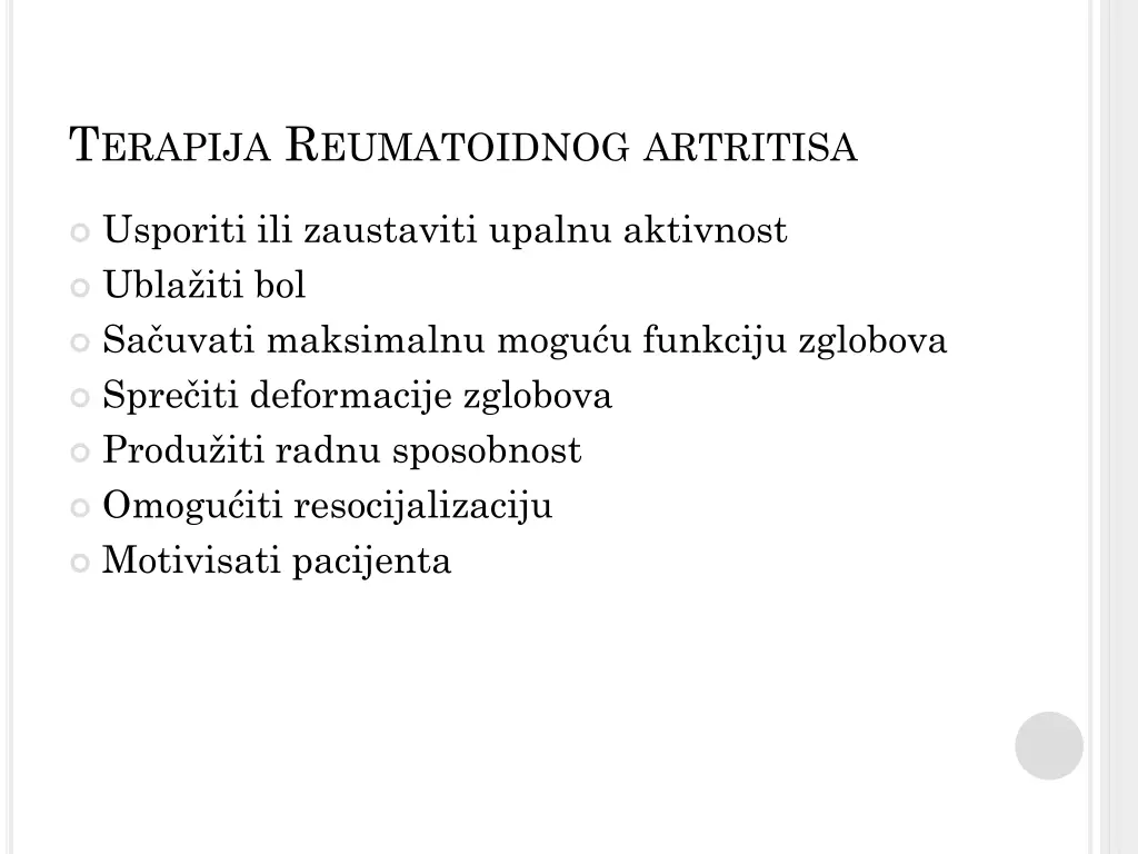 t erapija r eumatoidnog artritisa