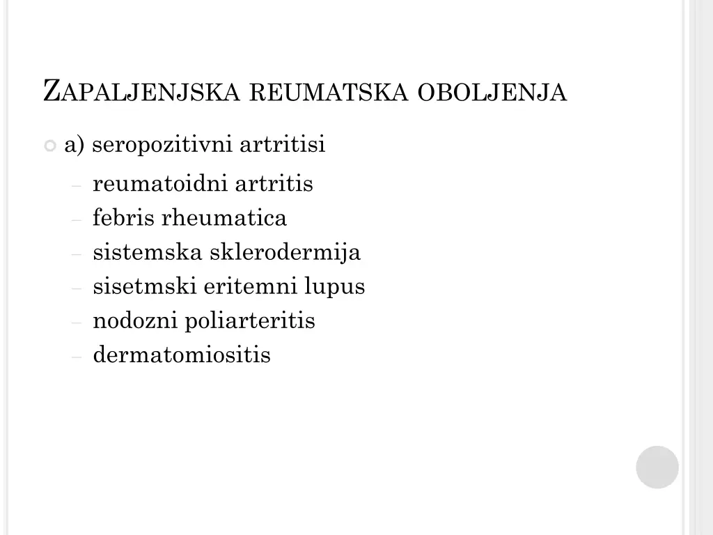 z apaljenjska reumatska oboljenja