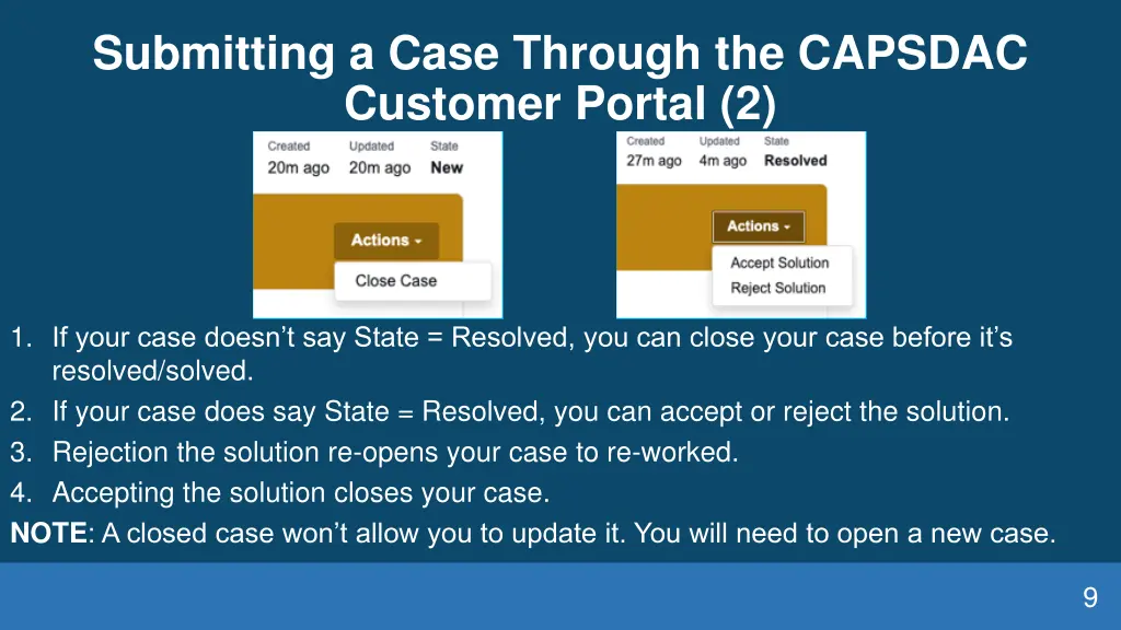 submitting a case through the capsdac customer 2