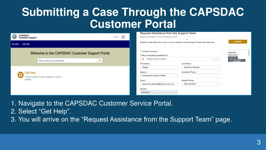 submitting a case through the capsdac customer