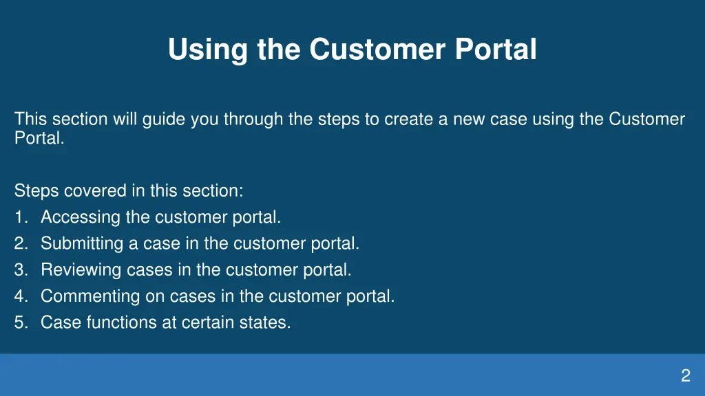 using the customer portal