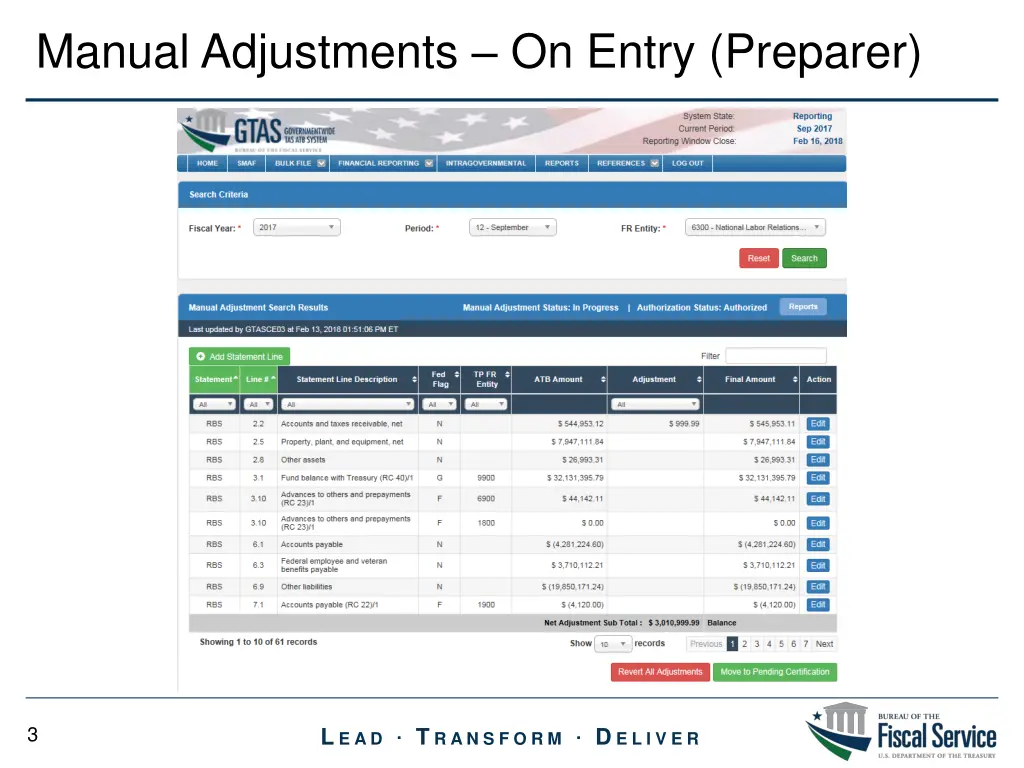 manual adjustments on entry preparer