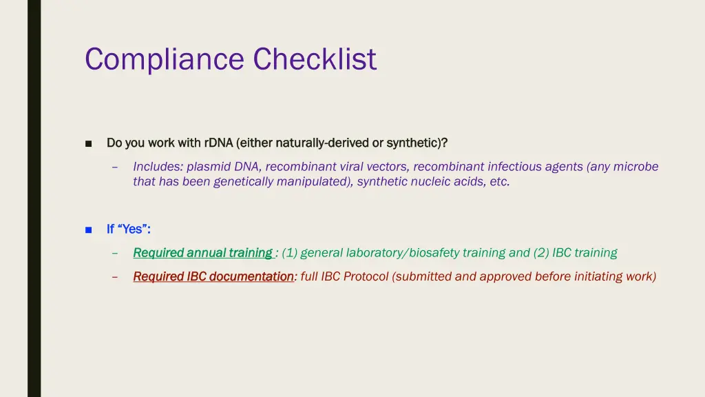 compliance checklist
