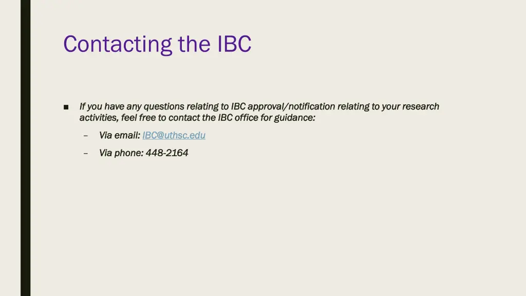 contacting the ibc