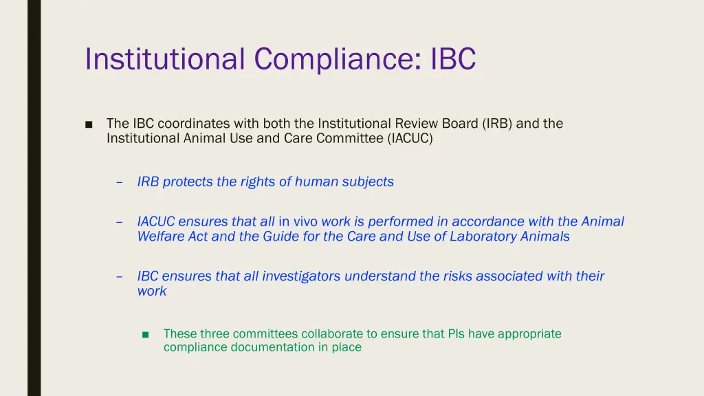 institutional compliance ibc