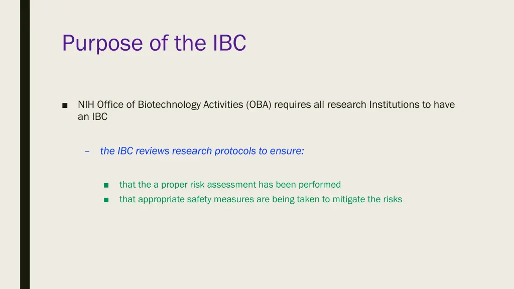 purpose of the ibc