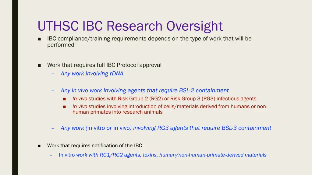 uthsc ibc research oversight ibc compliance
