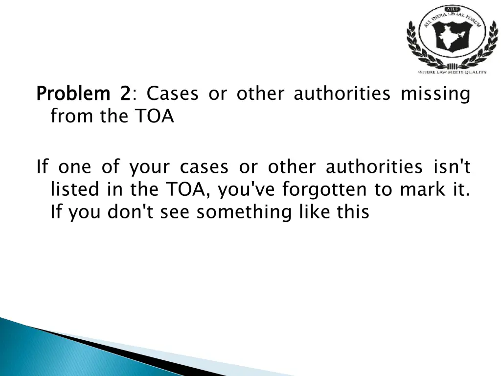 problem from the toa