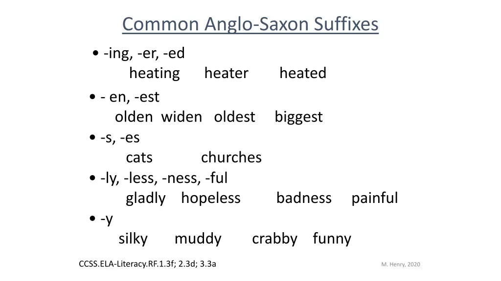 common anglo saxon suffixes