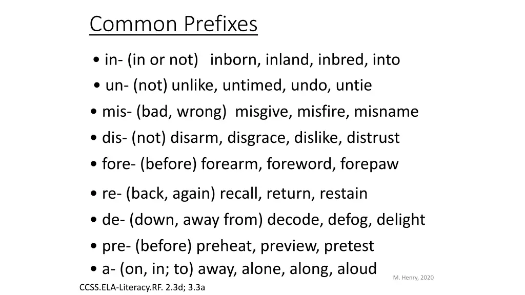 common prefixes