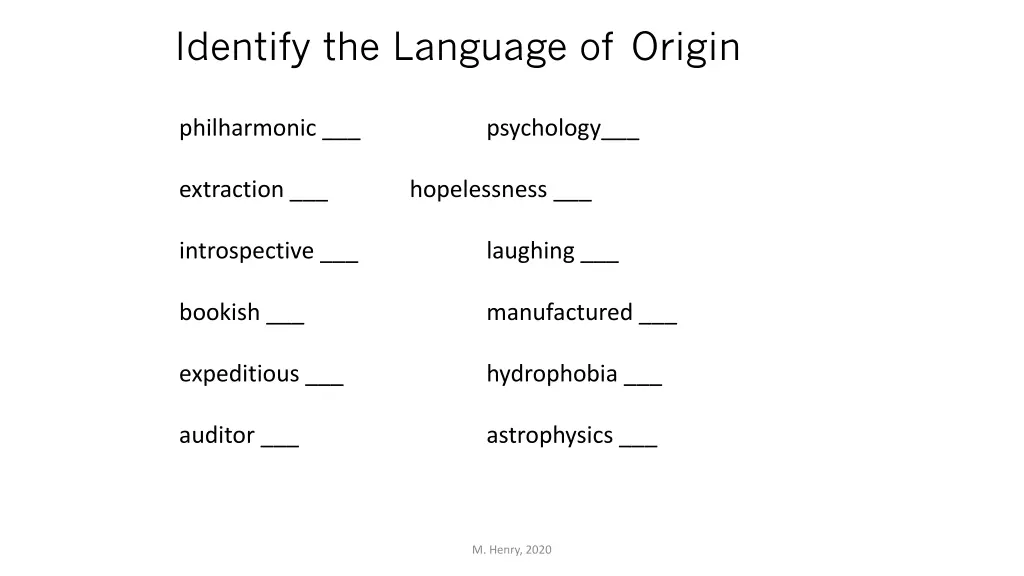 identify the language of origin