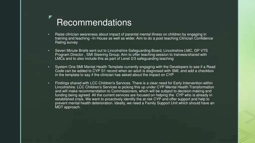 recommendations