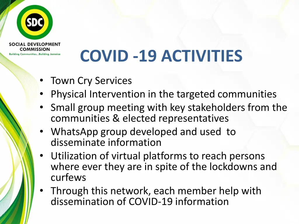 covid 19 activities