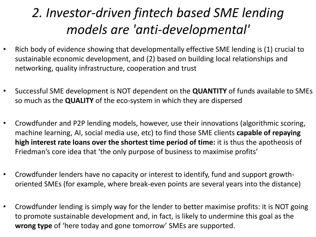 2 investor driven fintech based sme lending