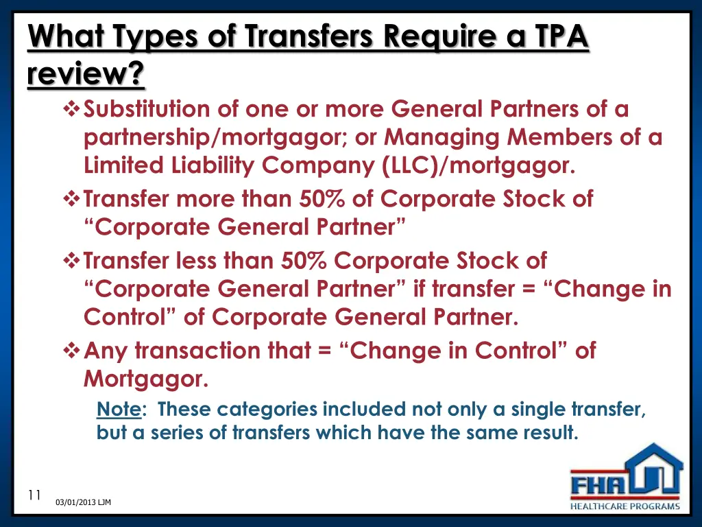 what types of transfers require a tpa review 1