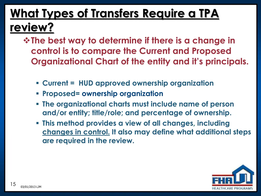 what types of transfers require a tpa review 3