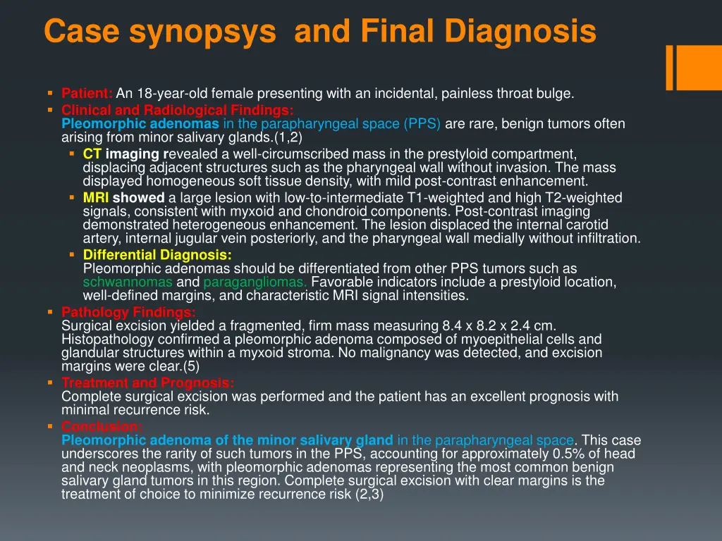 case synopsys and final diagnosis